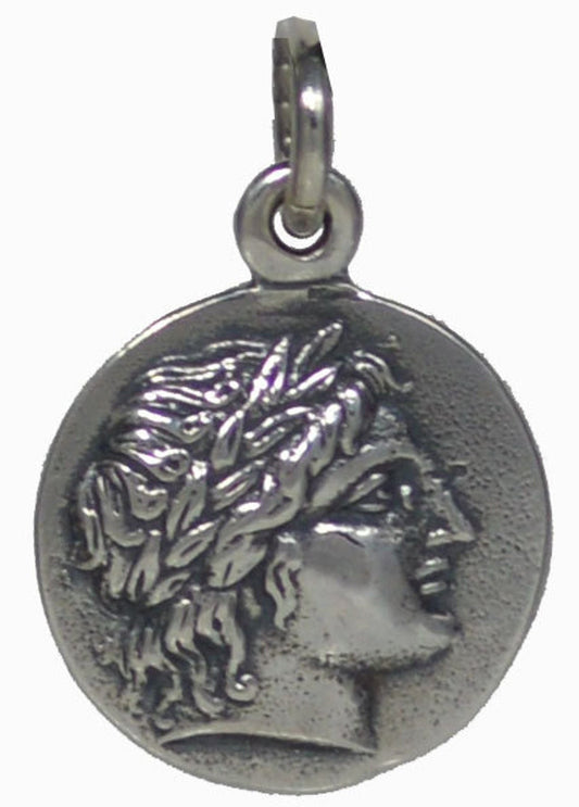 Apollo - Greek Roman God of Light, Music - Tetradrachm of Olynthos, Chalkidean League, Macedonia - Coin Pendant - 925 Sterling Silver