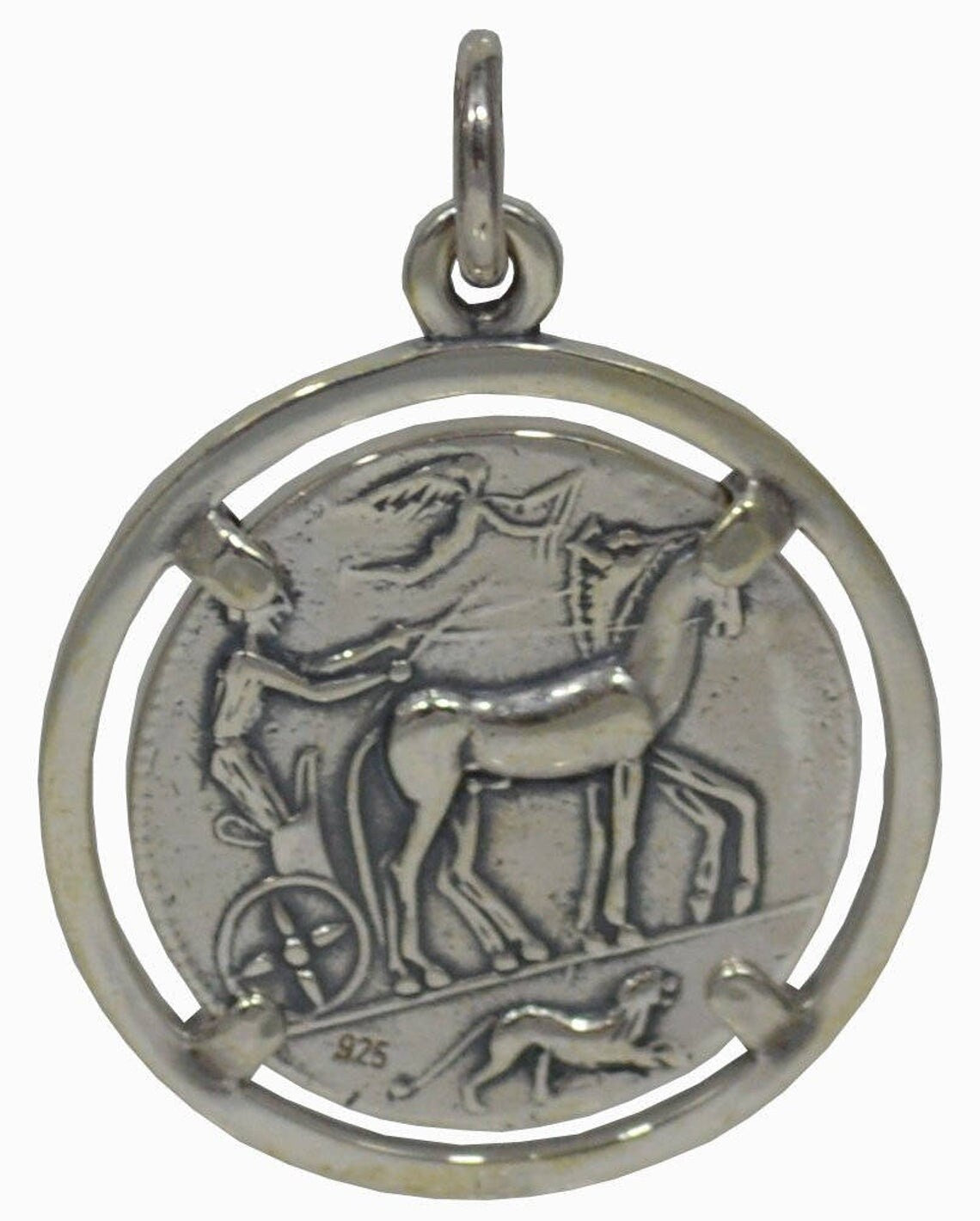 Artemis Diana - Greek Roman Goddess of of wild animals, hunting - Syracuse Tetradrachm 413-405 BC - Coin Pendant - 925 Sterling Silver