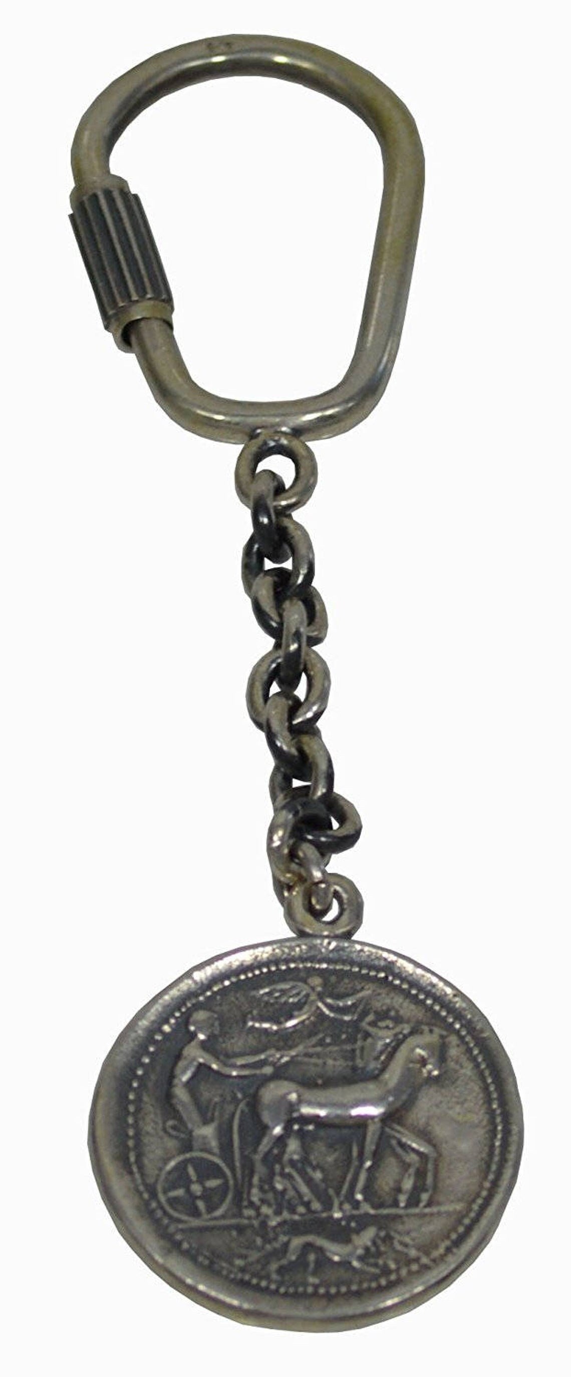 Artemis Diana – Greek Roman Goddess of wild animals, hunting - Syracuse Dekadrachm - Keychain - 925 Sterling Silver
