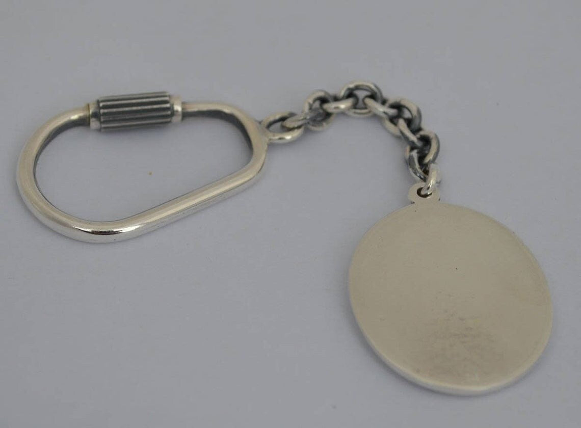 Rod - Sacred Symbol of Asclepius -  Ancient Greek God of Medicine and Healing - DNA Helix - Keychain - 925 Sterling Silver