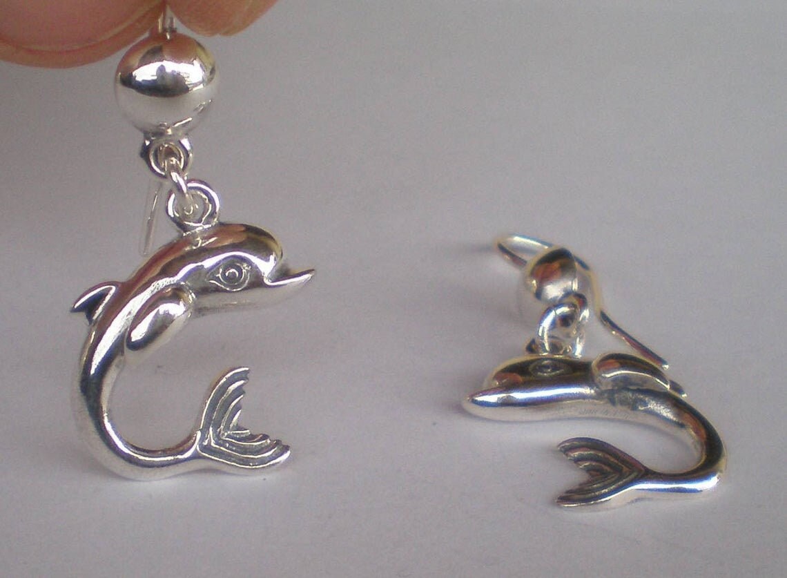 Dolphin - Poseidon's and Aphrodite's Symbol - Ancient Greece - Earrings - 925 Sterling Silver