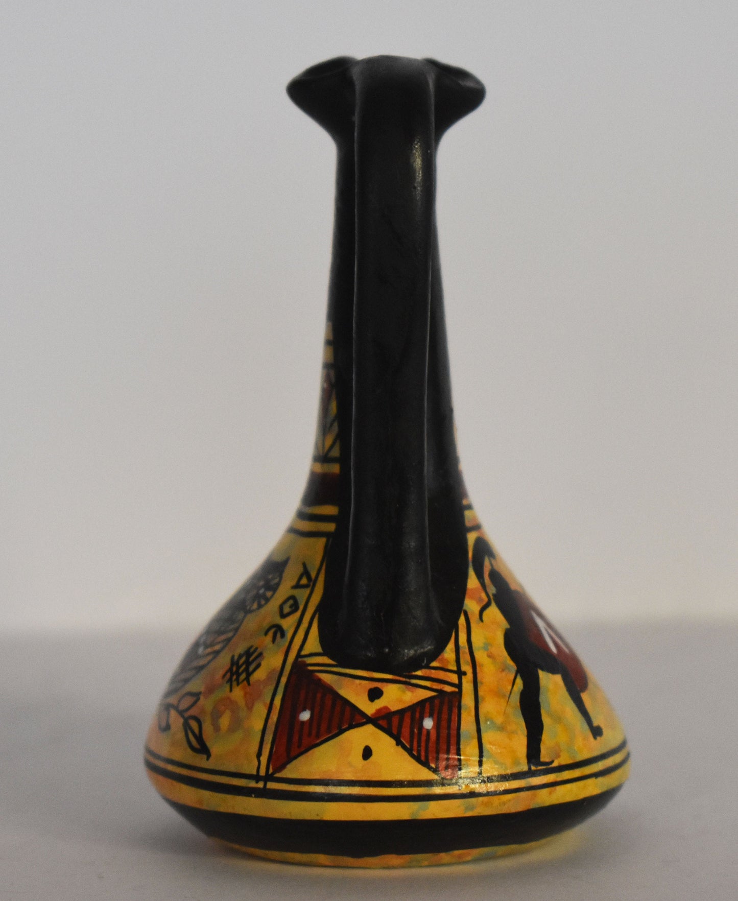 Ancient Greek vase - warriors and athenian owl - Miniature Ceramic piece - Geometric Period - Handmade in Greece