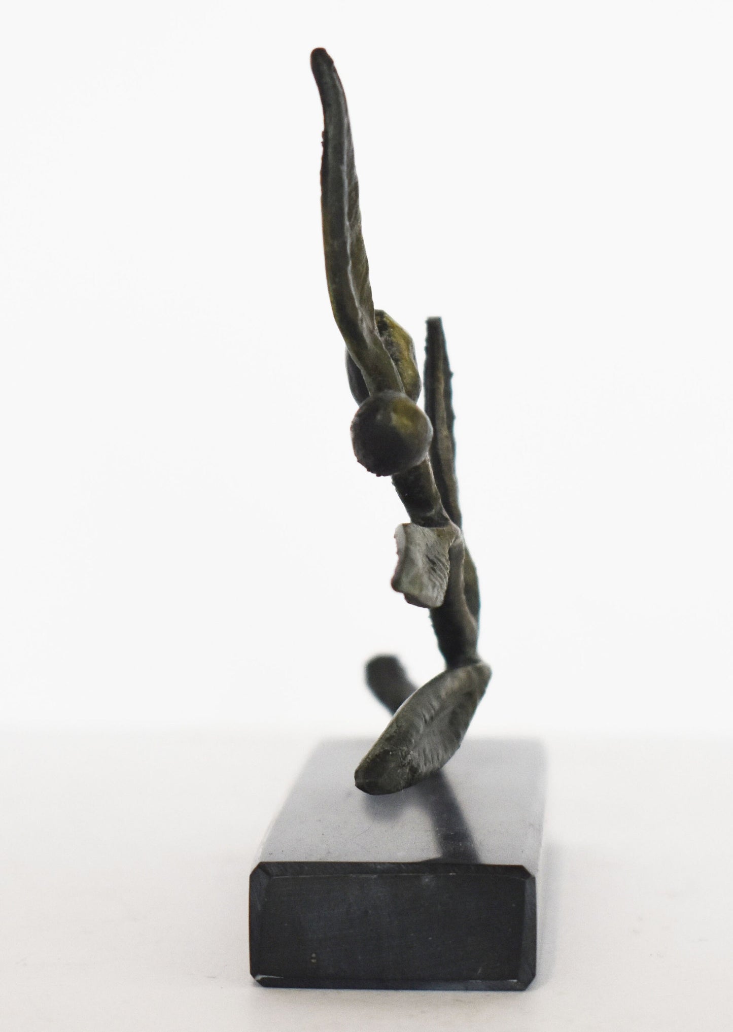 Olive branch - ancient Greek miniature reproduction with marble base - pure bronze artifact