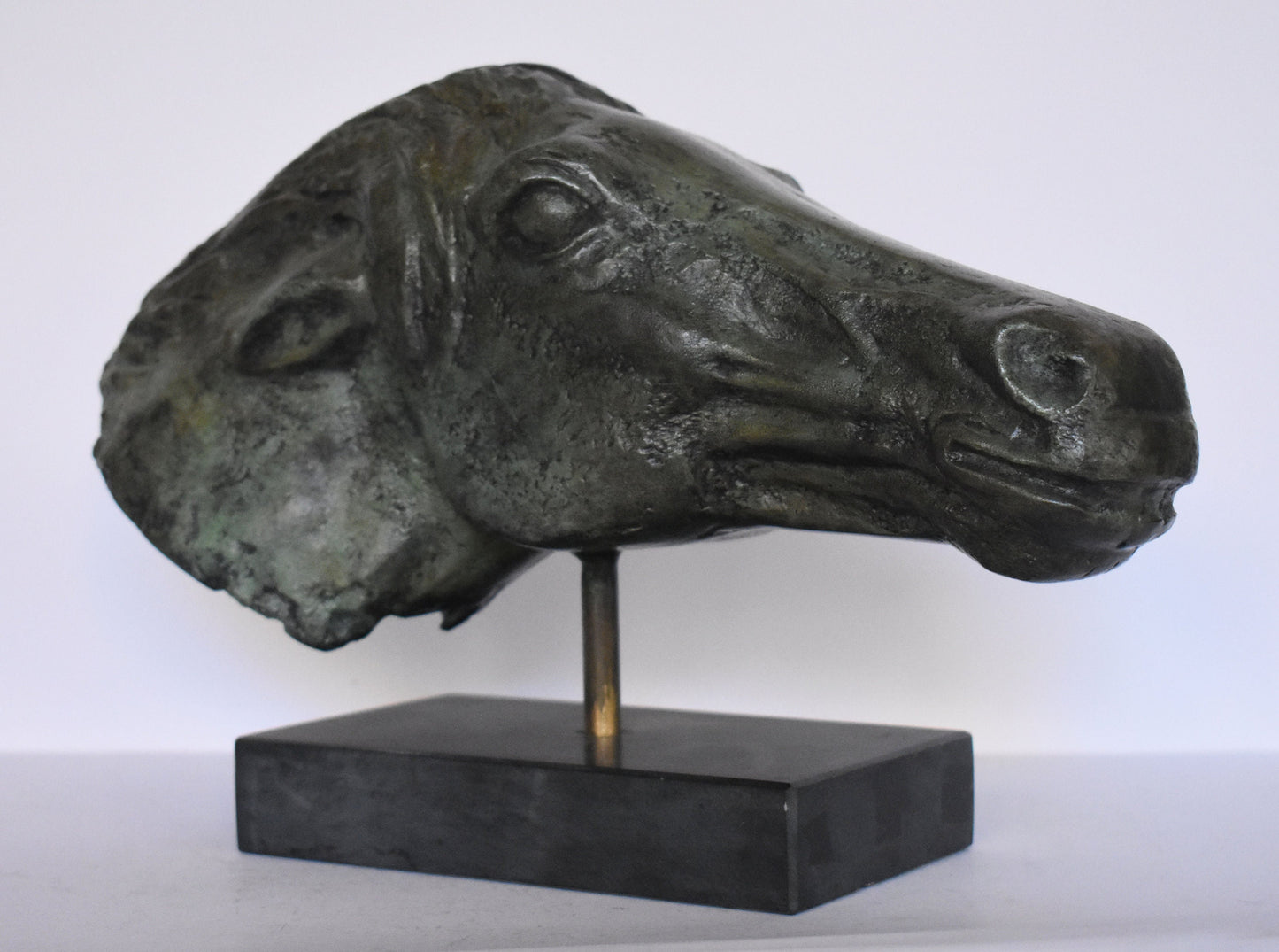 Ancient Greek Horse head with marble base - pure Bronze Sculpture - Symbol of Wealth and Prosperity - handmade Statue