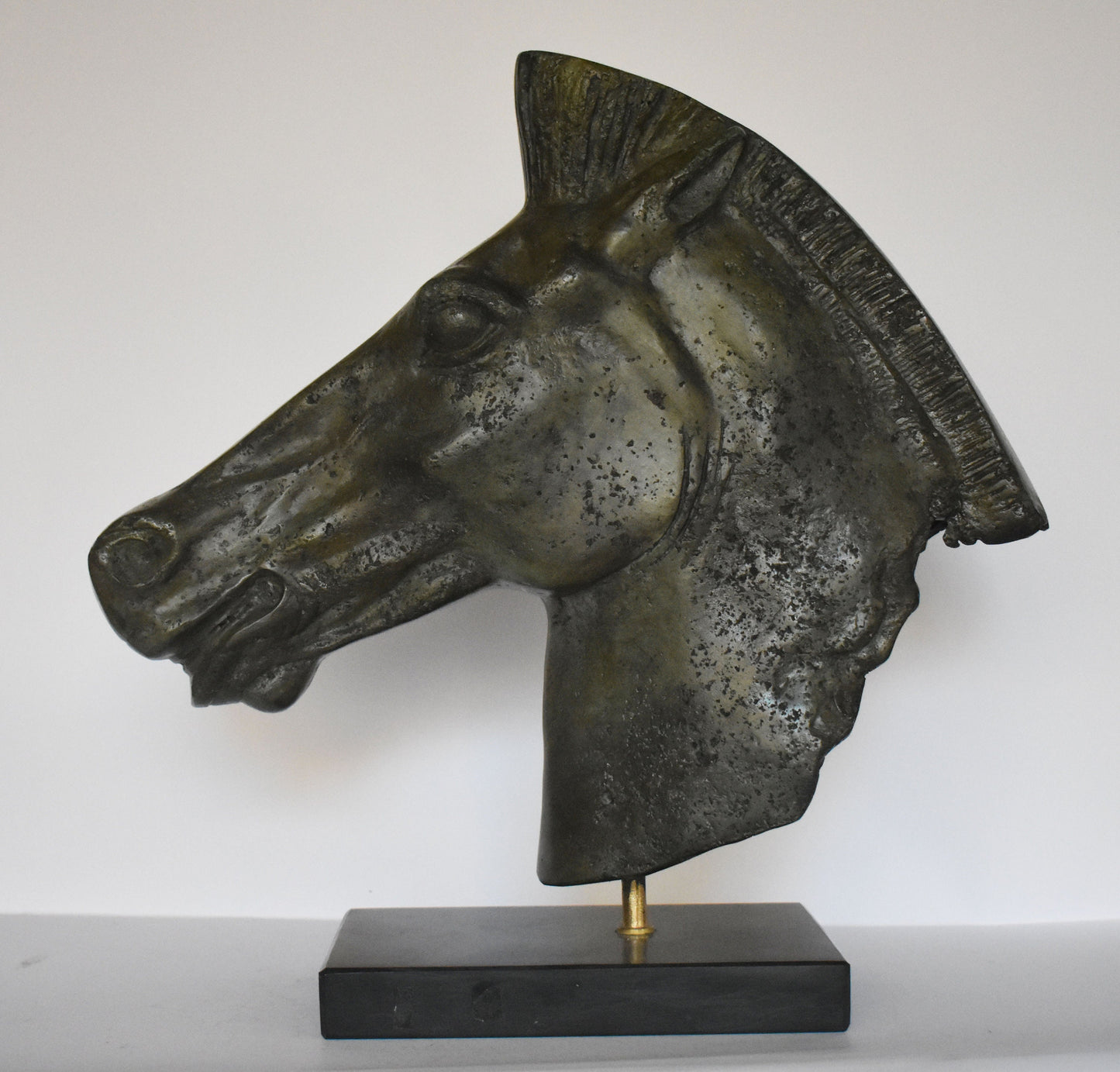 Ancient Greek Horse head with marble base - pure Bronze Sculpture - Symbol of Wealth and Prosperity - Perfect Gift