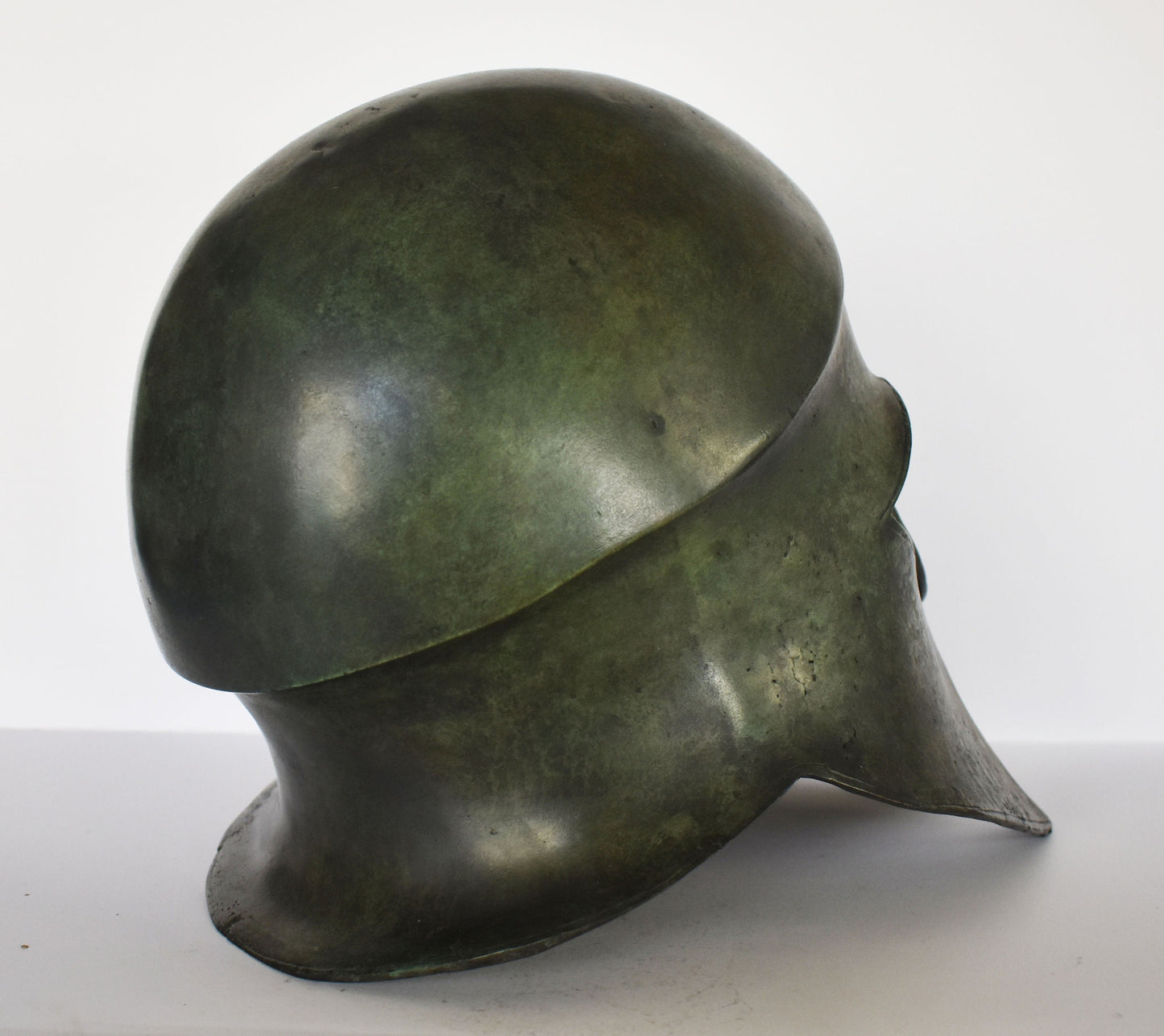 Ancient Greek Spartan Corinthian Helmet - real size - head armor - museum reproduction - pure bronze statue