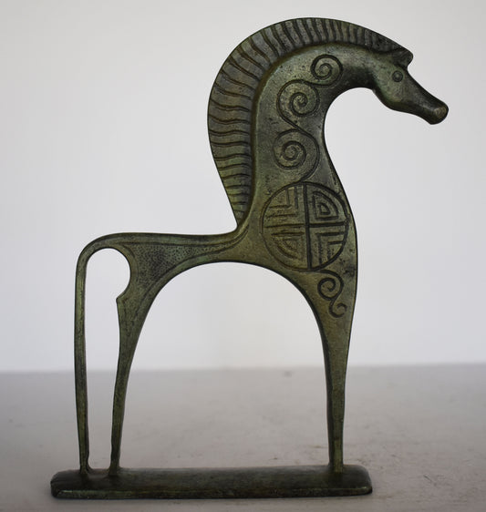Ancient Greek Horse - Geometric Era - pure Bronze Sculpture - Symbol of Wealth and Prosperity