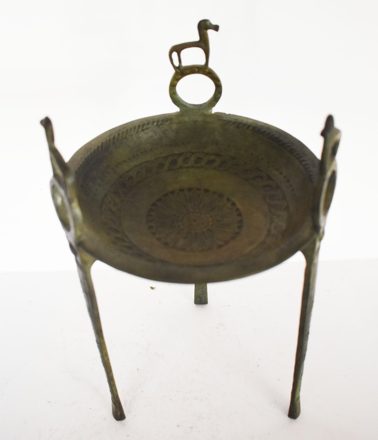 Tripod with horses and floral decoration - Delphi Winner Prize - pure bronze artifact