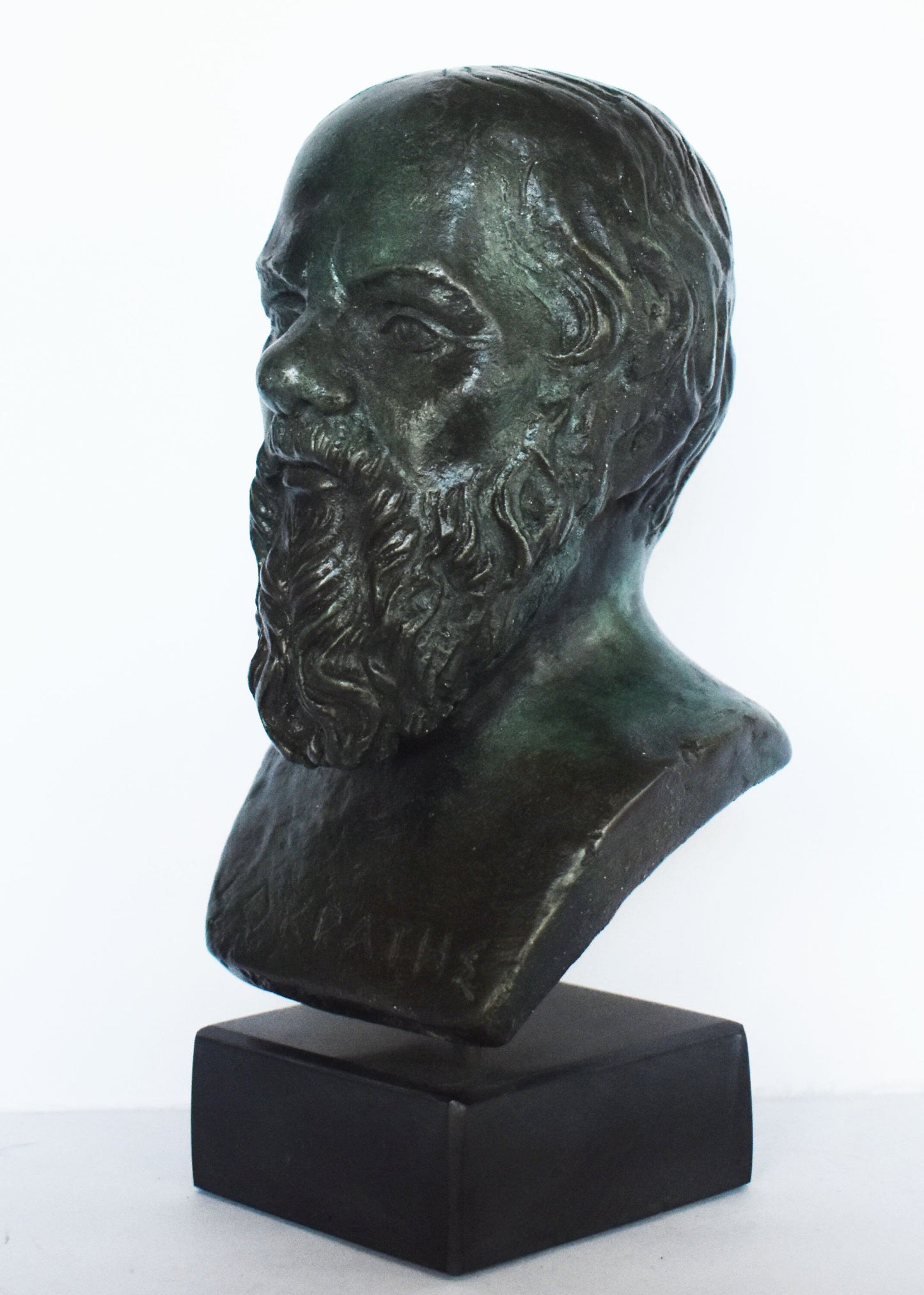 Socrates - Ancient Greek Philoshopher - Marble Base - Museum Reproduction - Head Bust- Bronze Colour Effect
