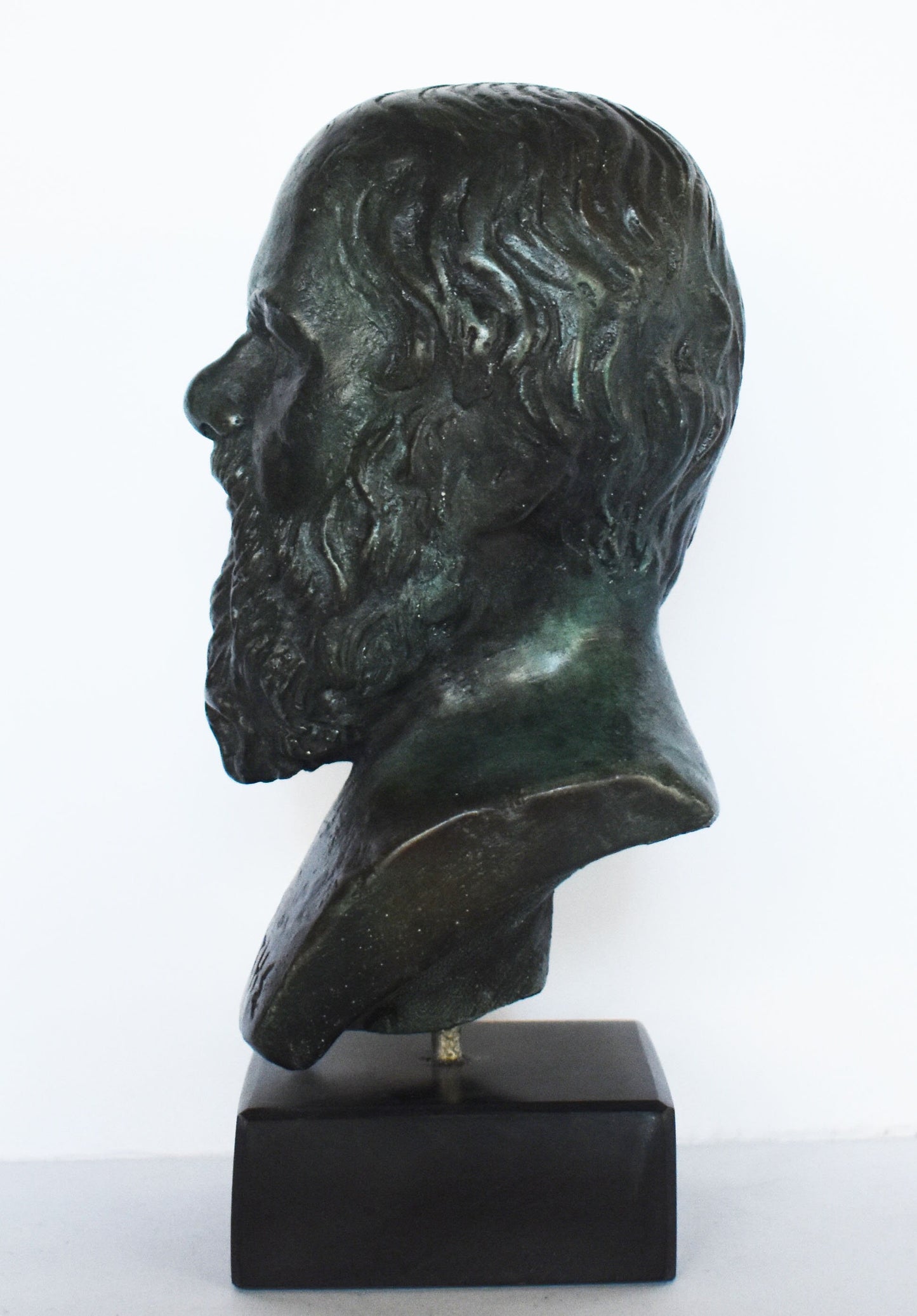 Socrates - Ancient Greek Philoshopher - Marble Base - Museum Reproduction - Head Bust- Bronze Colour Effect