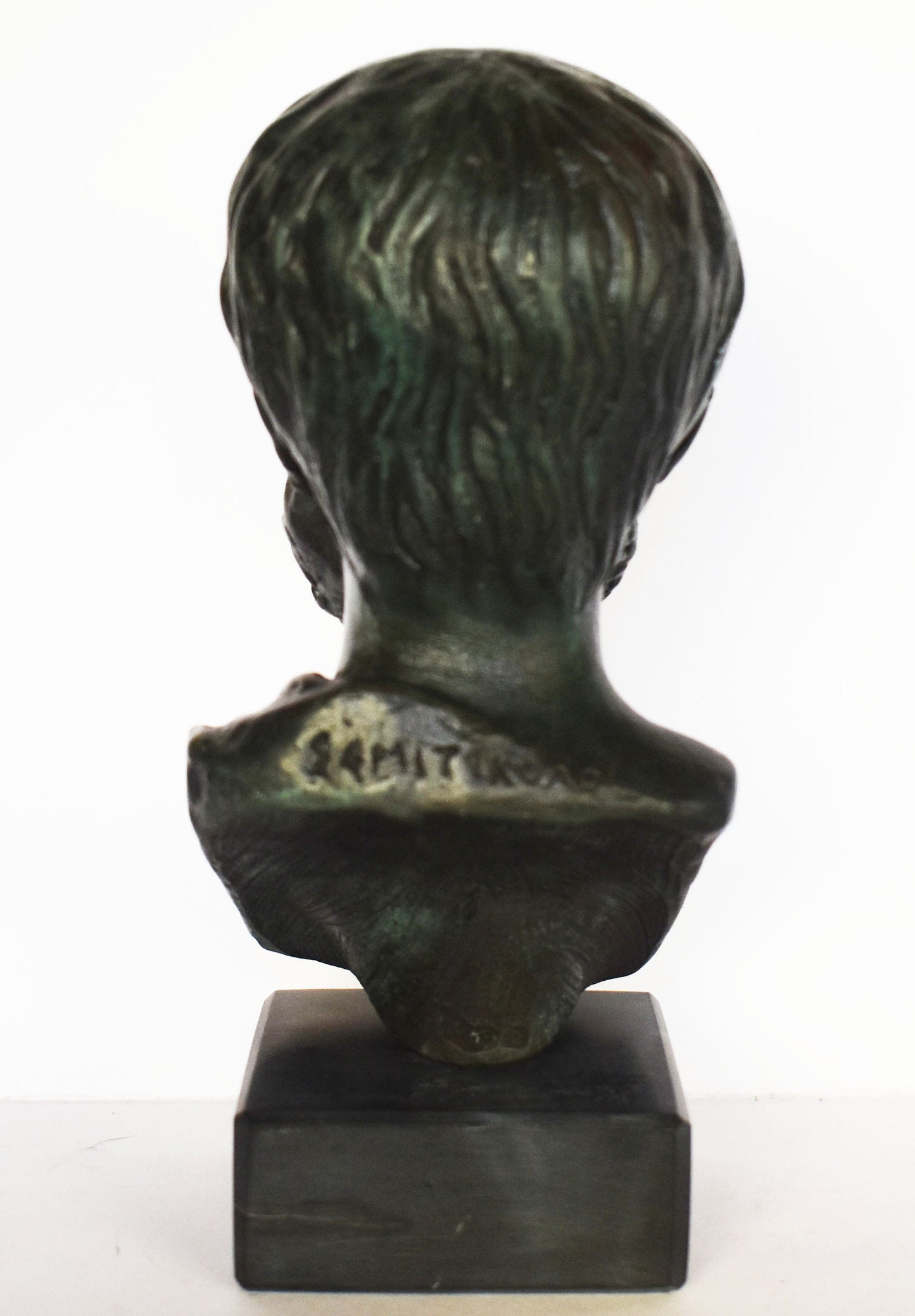 Aristotle - Ancient Greek Philoshopher and Polymath - Marble Base - Museum Reproduction - Head Bust- Bronze Colour Effect