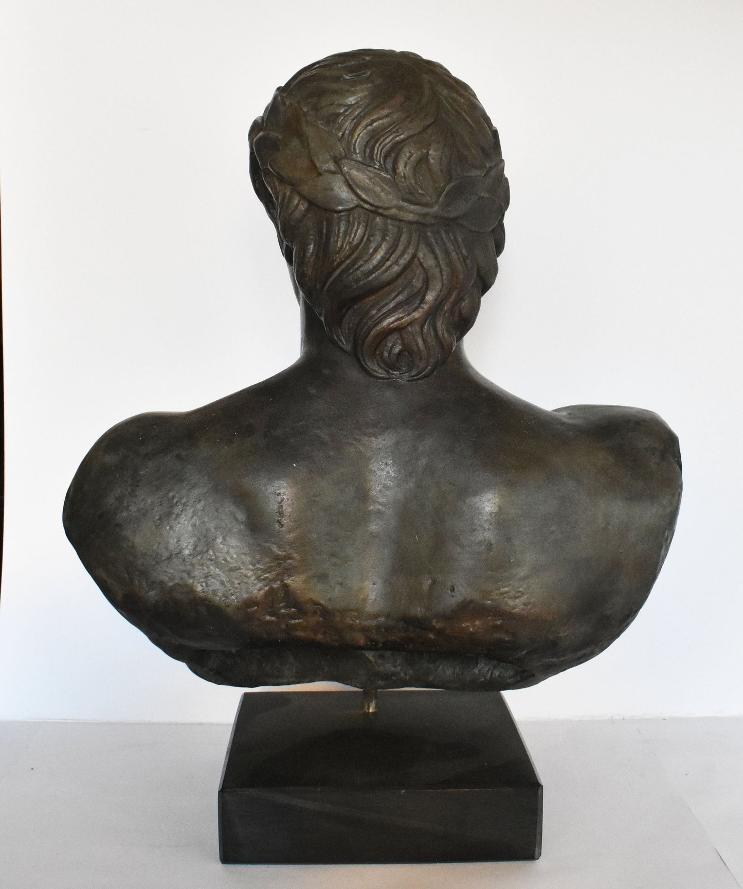 Apollo- God of Music,Poetry, Art, Prophecy, Truth, Archery, Plague, Healing, Sun and Light - Marble Base - Head Bust- Bronze Colour Effect