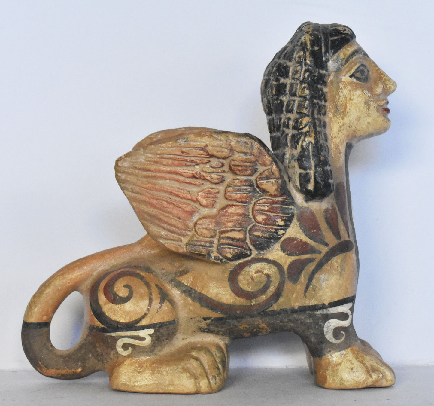 Sphinx - Attica, Athens - 600 BC - Composition of the Mortal and the Immortal - Miniature - Museum Reproduction - Ceramic Artifact