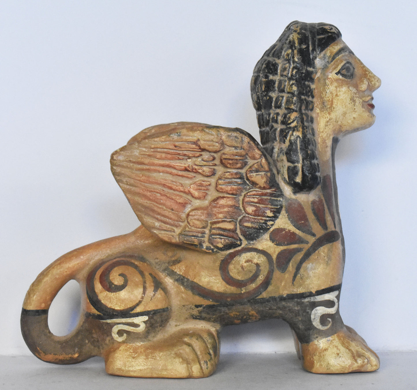 Sphinx -  Attica, Athens - 600 BC - Composition of the Mortal and the Immortal - Miniature - Museum Reproduction - Ceramic Artifact