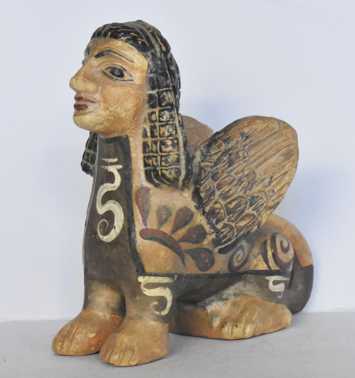 Sphinx -  Attica, Athens - 600 BC - Composition of the Mortal and the Immortal - Miniature - Museum Reproduction - Ceramic Artifact