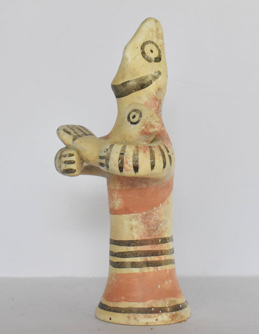 Mycenaean Idol of a Man Holding a Bird  - Cyprus - 1100 BC - Pierides Museum - Reproduction - Ceramic Artifact