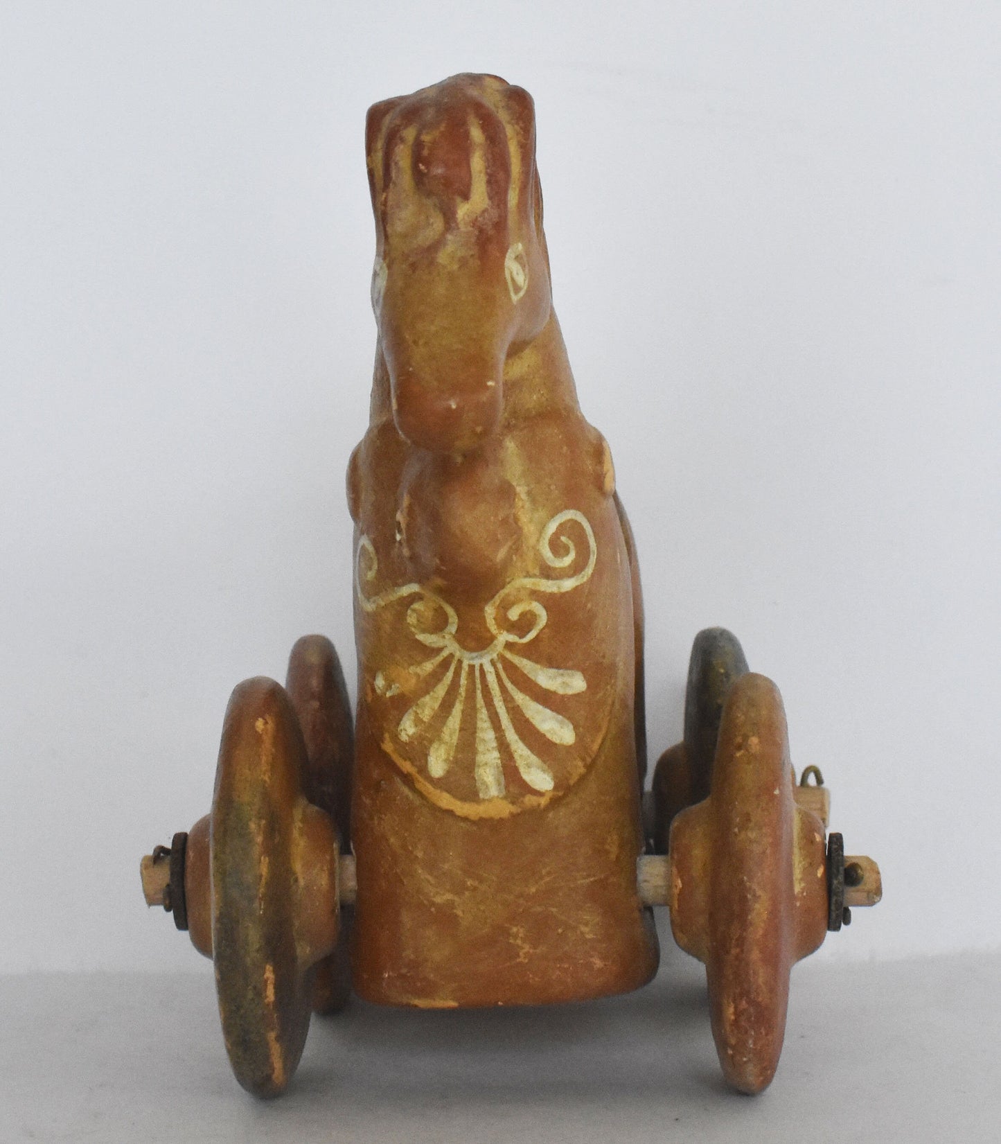 Terracotta wheeled horse - Children's Toy - Athens, Attica - 500 BC - Museum Reproduction - Ceramic Artifact