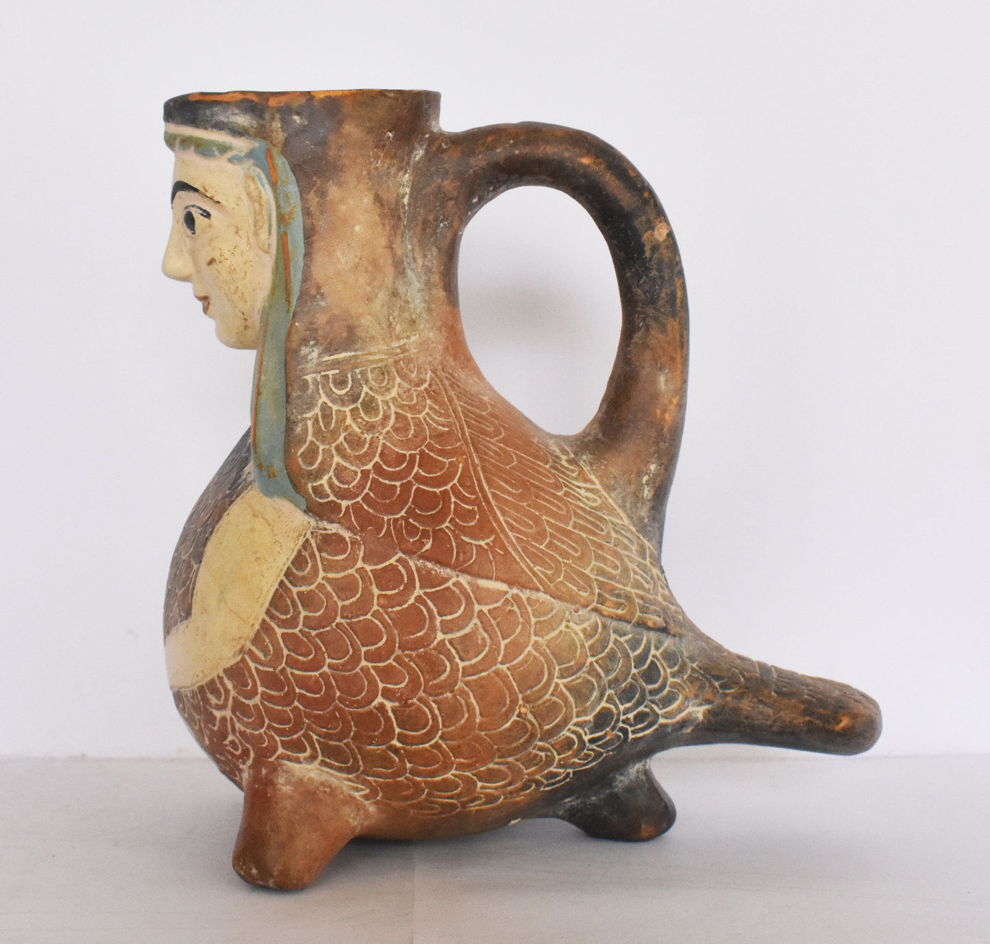 Rhyton Vessel in the form of a Siren - 600 BC - Louvre Museum - Reproduction - Ceramic Artifact
