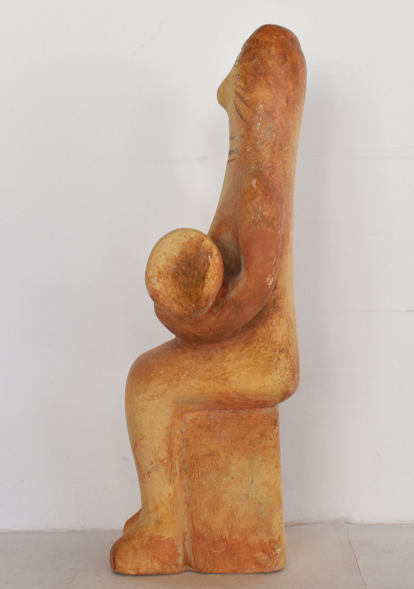 Kourotrophos - Child Nurturer- Female Figurine Depicted with Infant  - Cyprus - Museum Reproduction - Ceramic Artifact