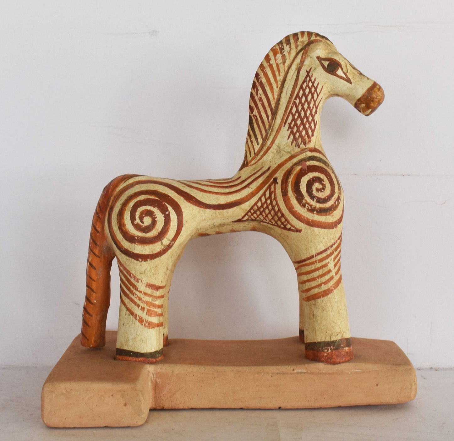 Ancient Greek Horse - Children's Toy - Athens, Attica  - Geometric Period Pottery - Museum Reproduction - Ceramic Artifact