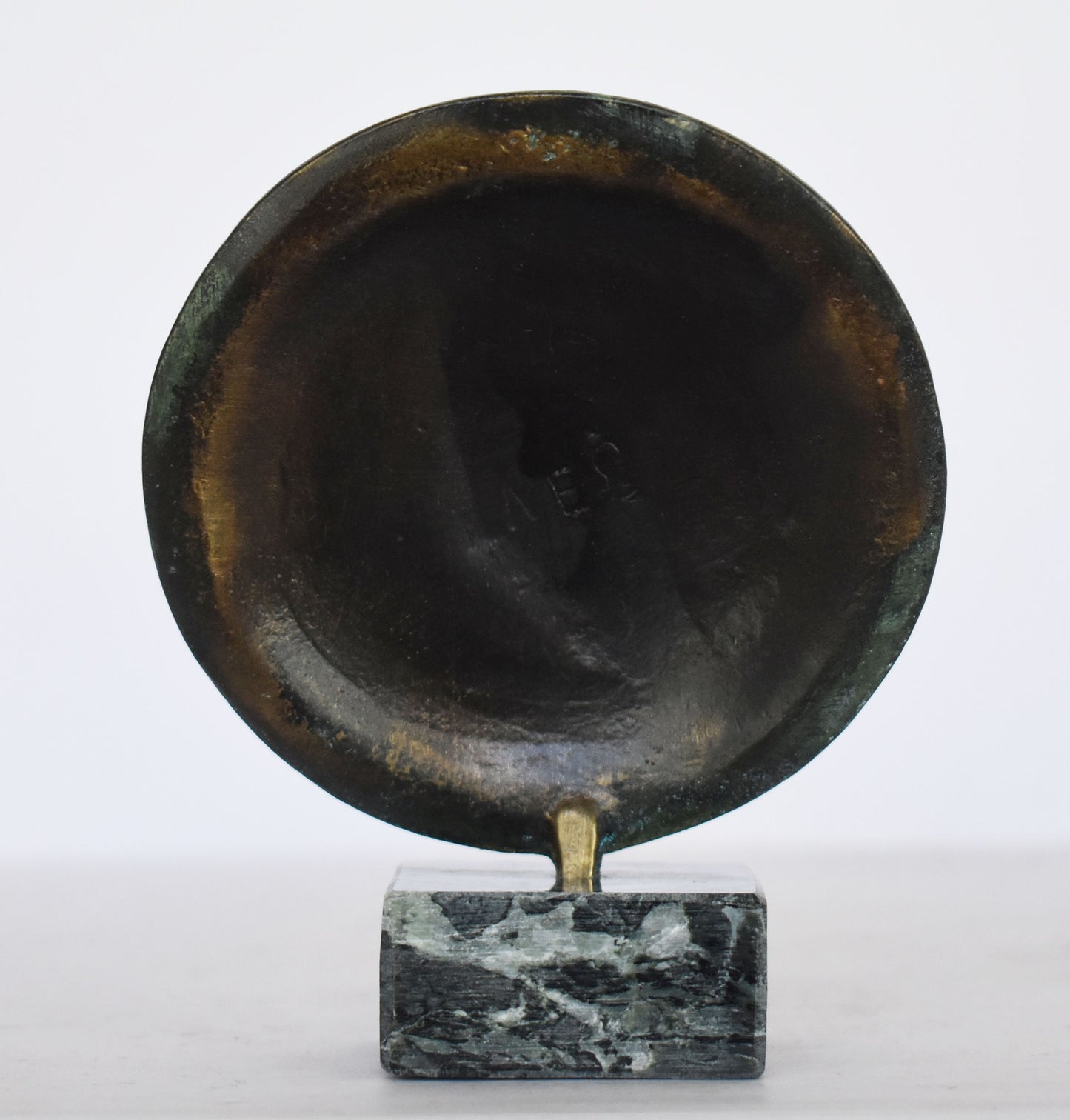 Ancient Greek Athenian Shield - Aspis - Owl symbol - marble base - Museum Replica - pure Bronze Sculpture