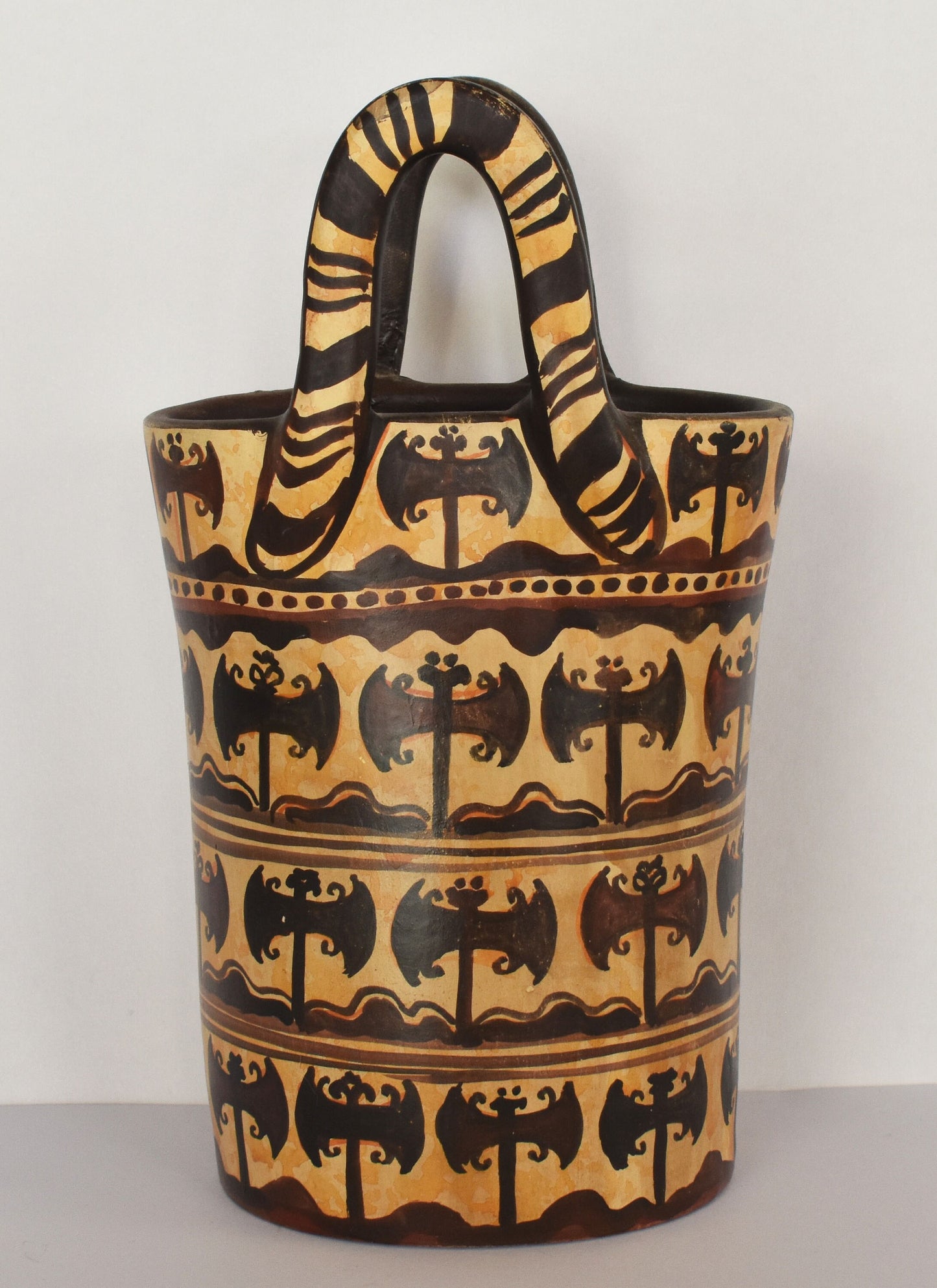 Basket shaped Vessel with double axes - Minoan - Special Palatial Tradition-Pseira 1800 BC - Heraklion Archaeological Museum - Ceramic Vase