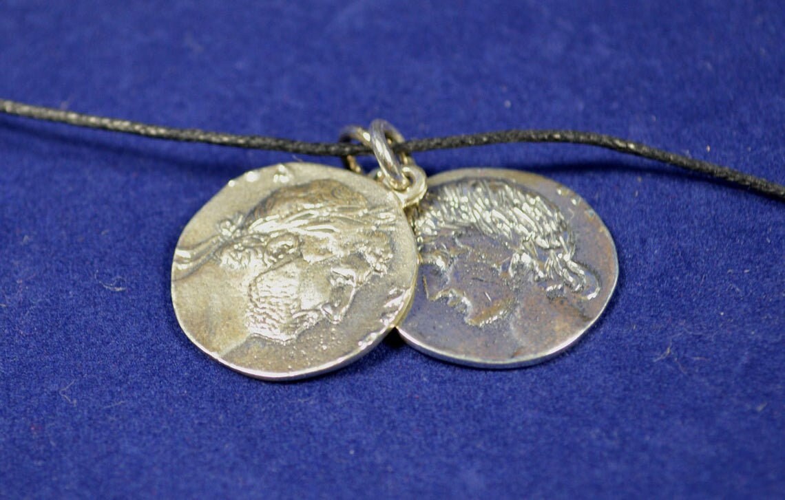 Antinous and Hadrian - An Ancient Love Story over the Centuries - Medallions Set - Pendant - 925 Sterling Silver