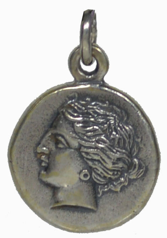Artemis Diana, Greek Roman Goddess of hunting - Pegasus, mythical winged divine horse -  Coin Pendant - 925 Sterling Silver