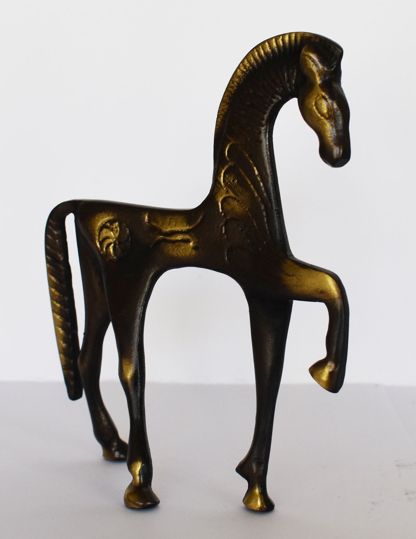 Ancient Greek Horse - In motion - pure Bronze Sculpture - Symbol of Wealth and Prosperity