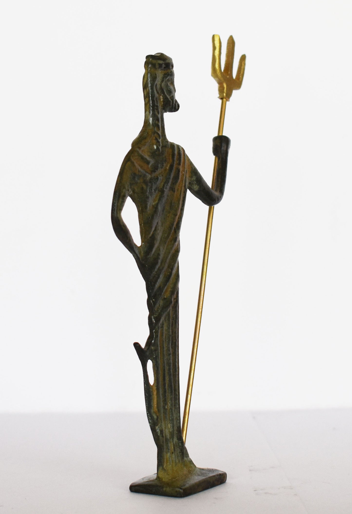 Poseidon Neptune - Greek Roman God of the sea, storms, earthquakes, horses - Greek Mythology - son of Cronos and Rhea - pure bronze statue