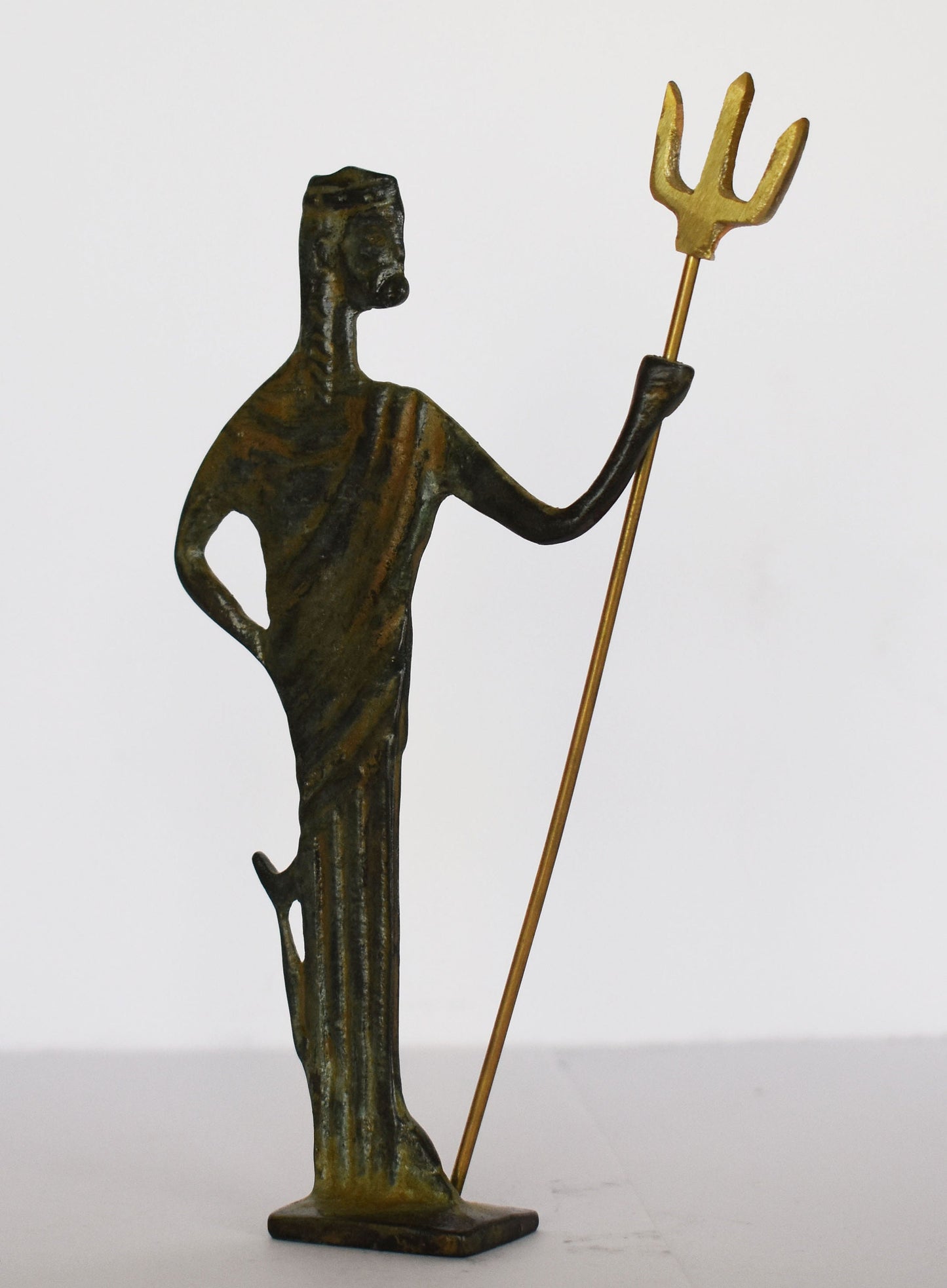 Poseidon Neptune - Greek Roman God of the sea, storms, earthquakes, horses - Greek Mythology - son of Cronos and Rhea - pure bronze statue