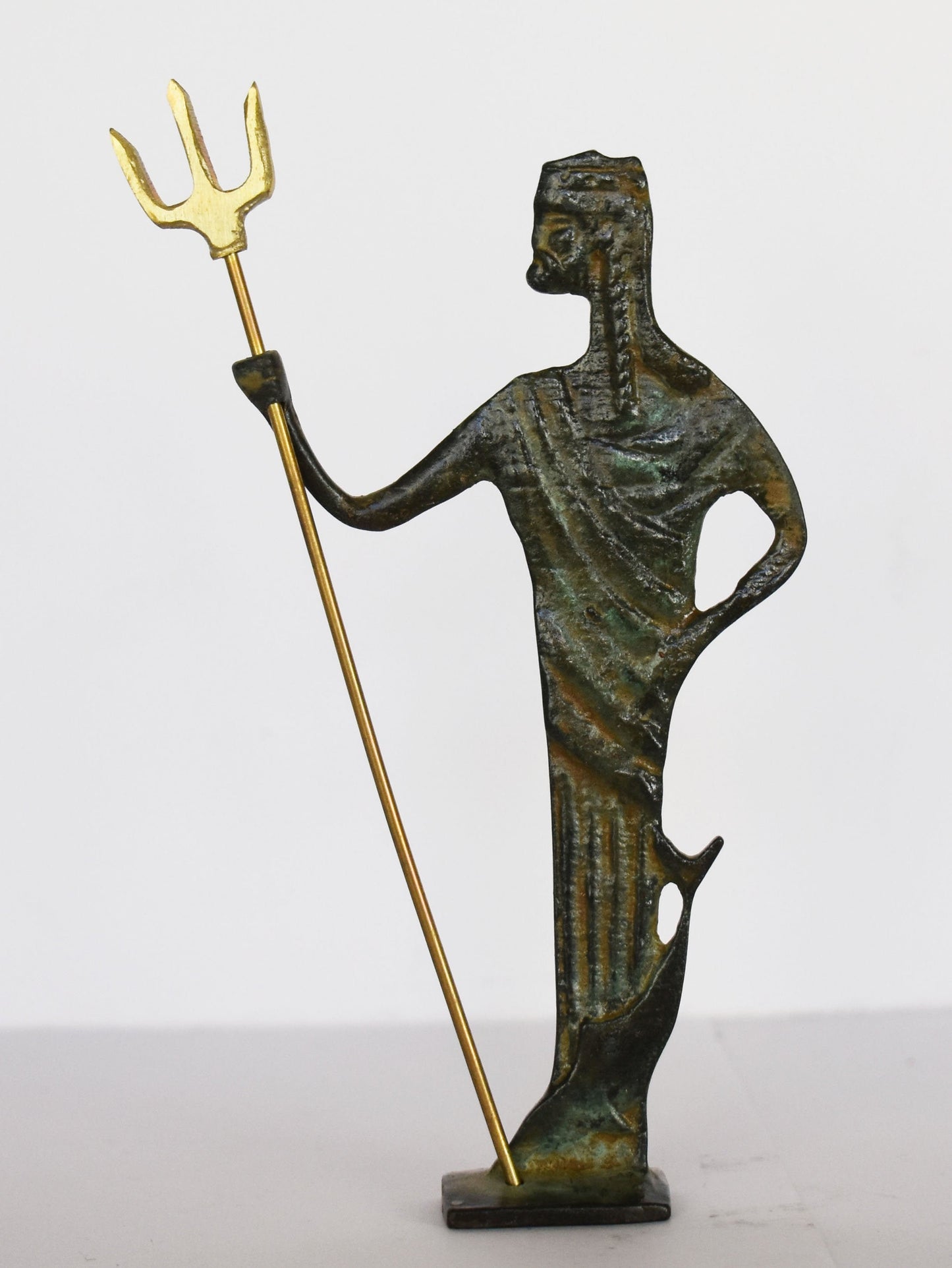 Poseidon Neptune - Greek Roman God of the sea, storms, earthquakes, horses - Greek Mythology - son of Cronos and Rhea - pure bronze statue
