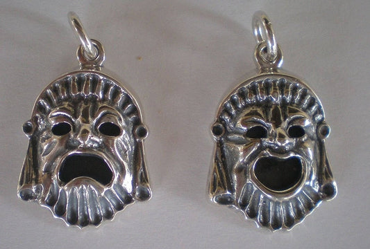 Comedy and Tragedy - Ancient Greek Theater Masks - Pendants - 925 Sterling Silver