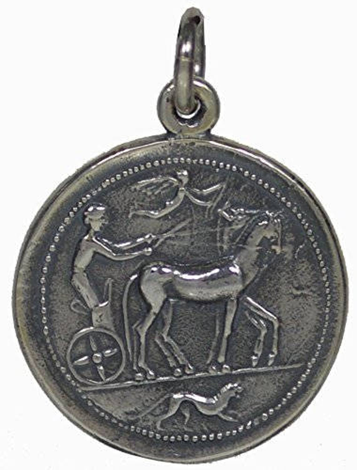Artemis Diana- Greek Roman Goddess of hunting, wilderness, wild animals, Moon and chastity - Syracuse Coin Pendant - 925 Sterling Silver