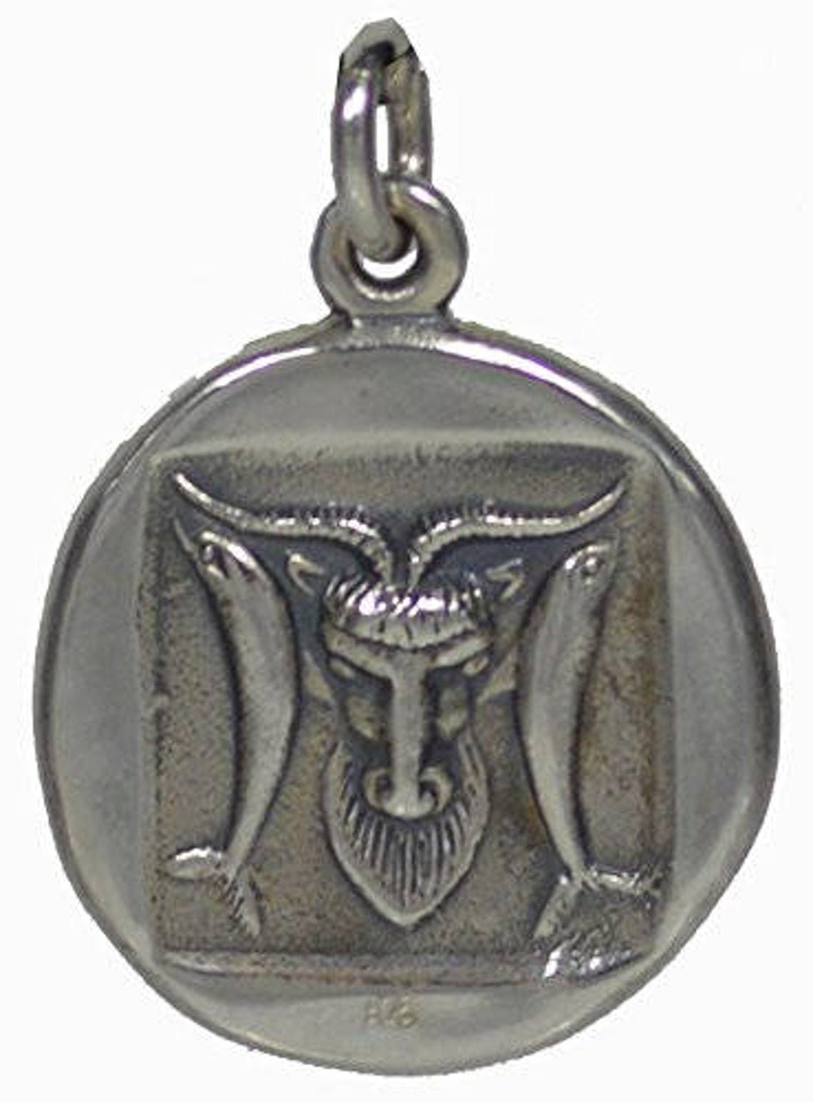 Ram Head - symbol of nobility and fertility - Dolphins - Ancient Greek Delphi Coin Pendant - 925 Sterling Silver
