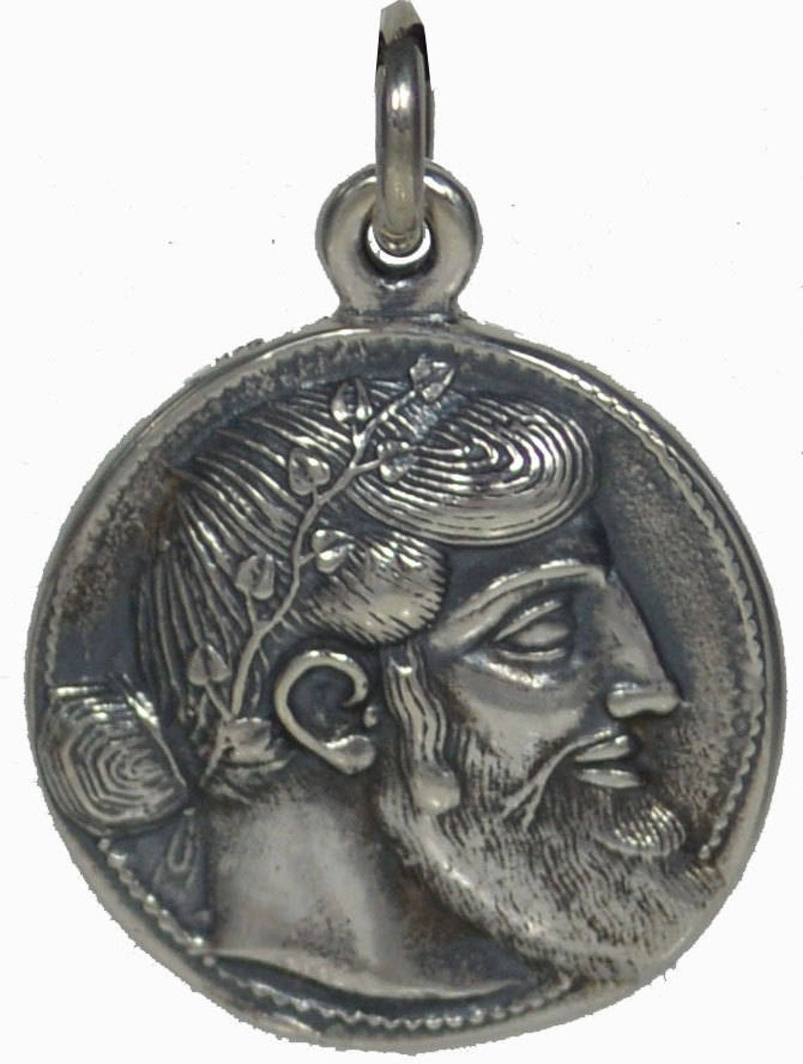 Silenus holding a kantharos and Dionysus, God of Wine - tetradrachm from Naxos, Sicily (461–450 BC) - Coin Pendant - 925 Sterling Silver