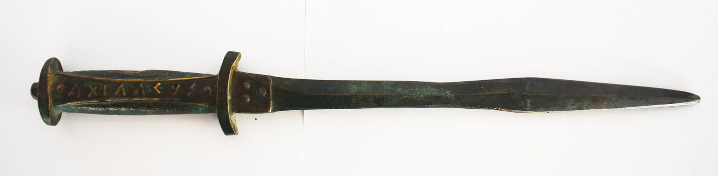 Achilles Sword, Xiphos - Trojan War's Hero, Greatest of all the Greek warriors - Homer's Iliad - Small - pure Bronze Sculpture