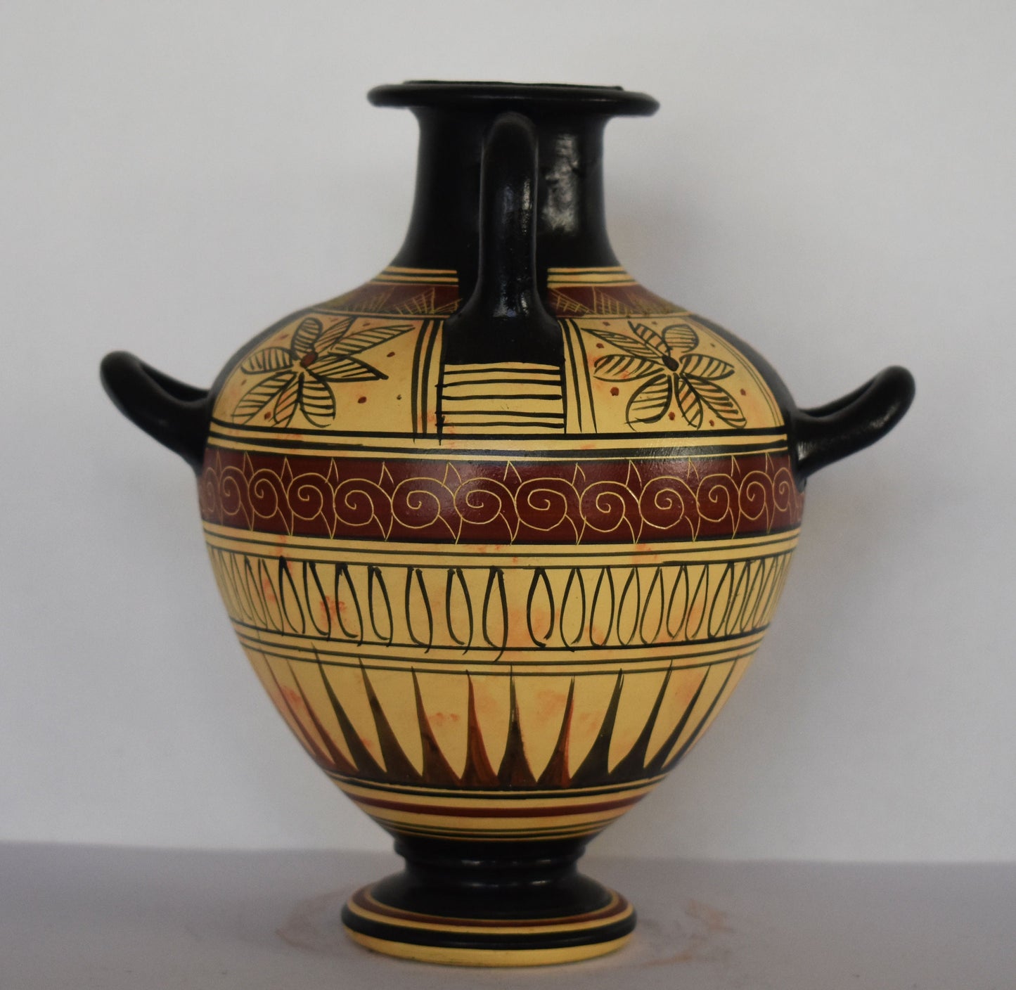 Geometric period Vessel - 900-700 BC - Man on a Chariot and Floral Design - Attica, Athens - Ceramic Vase