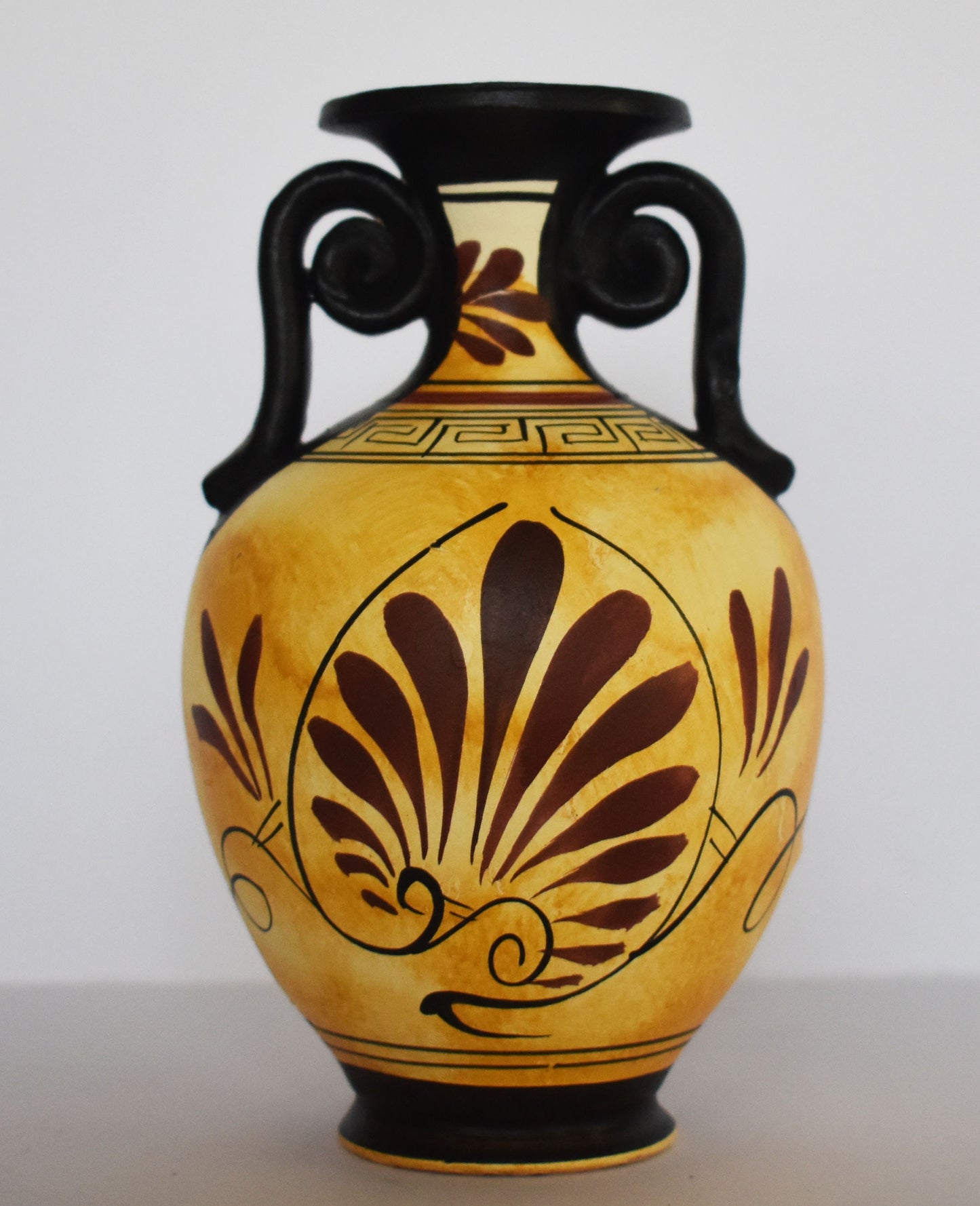 Apollo - Greek Roman God of music, poetry, art, prophecy, truth,healing, sun and light - Floral and Meander design - Ceramic Vase