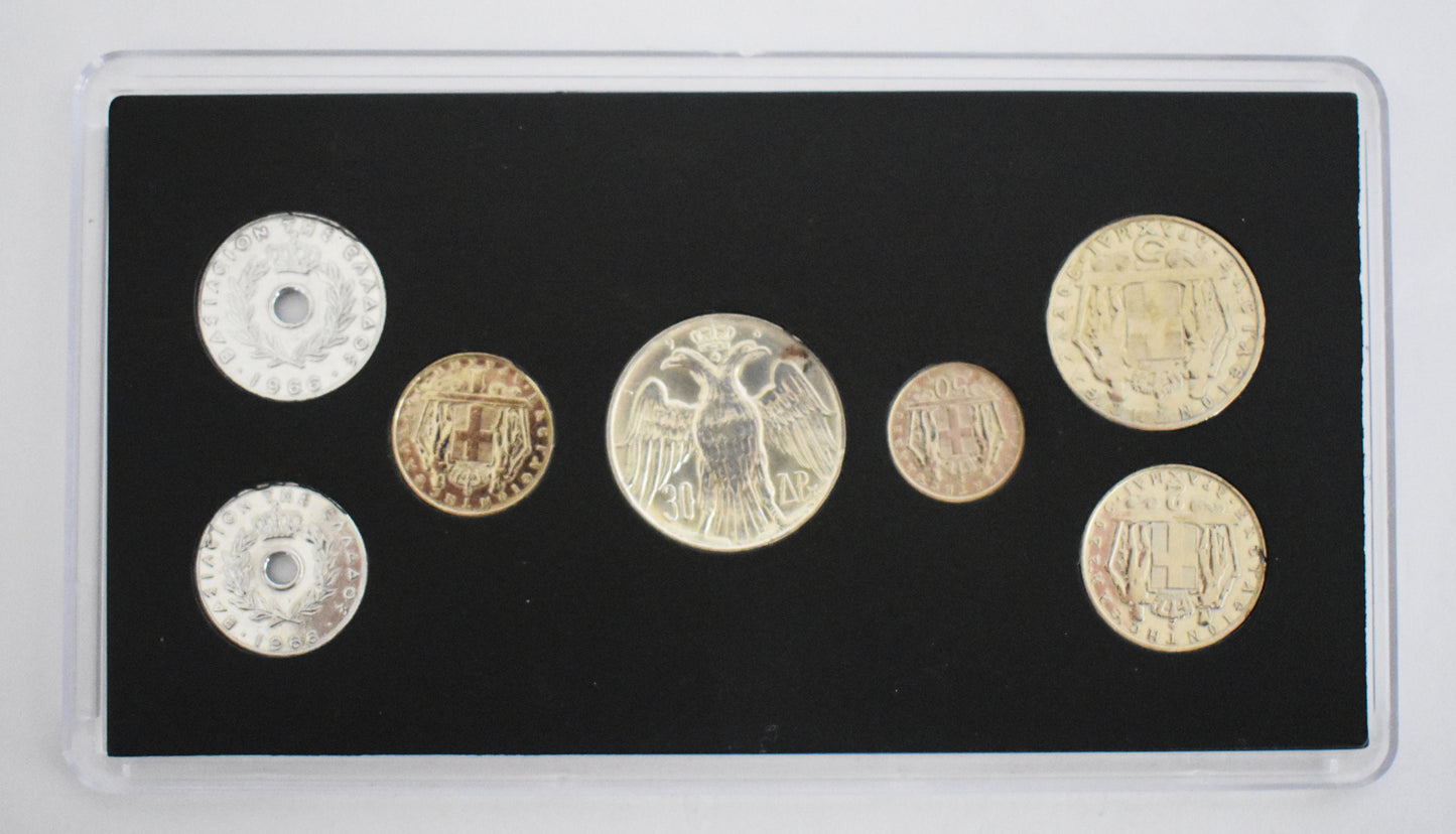 Drachmas - National Currency of Greece - Pre-Euro Coinage - Complete set of 1964 - 1966 -  Original Coins Collection