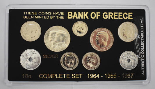 Drachmas - National Currency of Greece - Pre-Euro Coinage - Complete set of 1964 - 1966 - 1967 -  Original Coins Collection