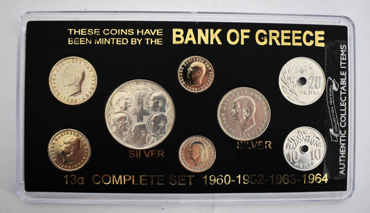 Drachmas - National Currency of Greece - Pre-Euro Coinage - Complete set of 1960 - 1962 - 1963 - 1964 -  Original Coins Collection