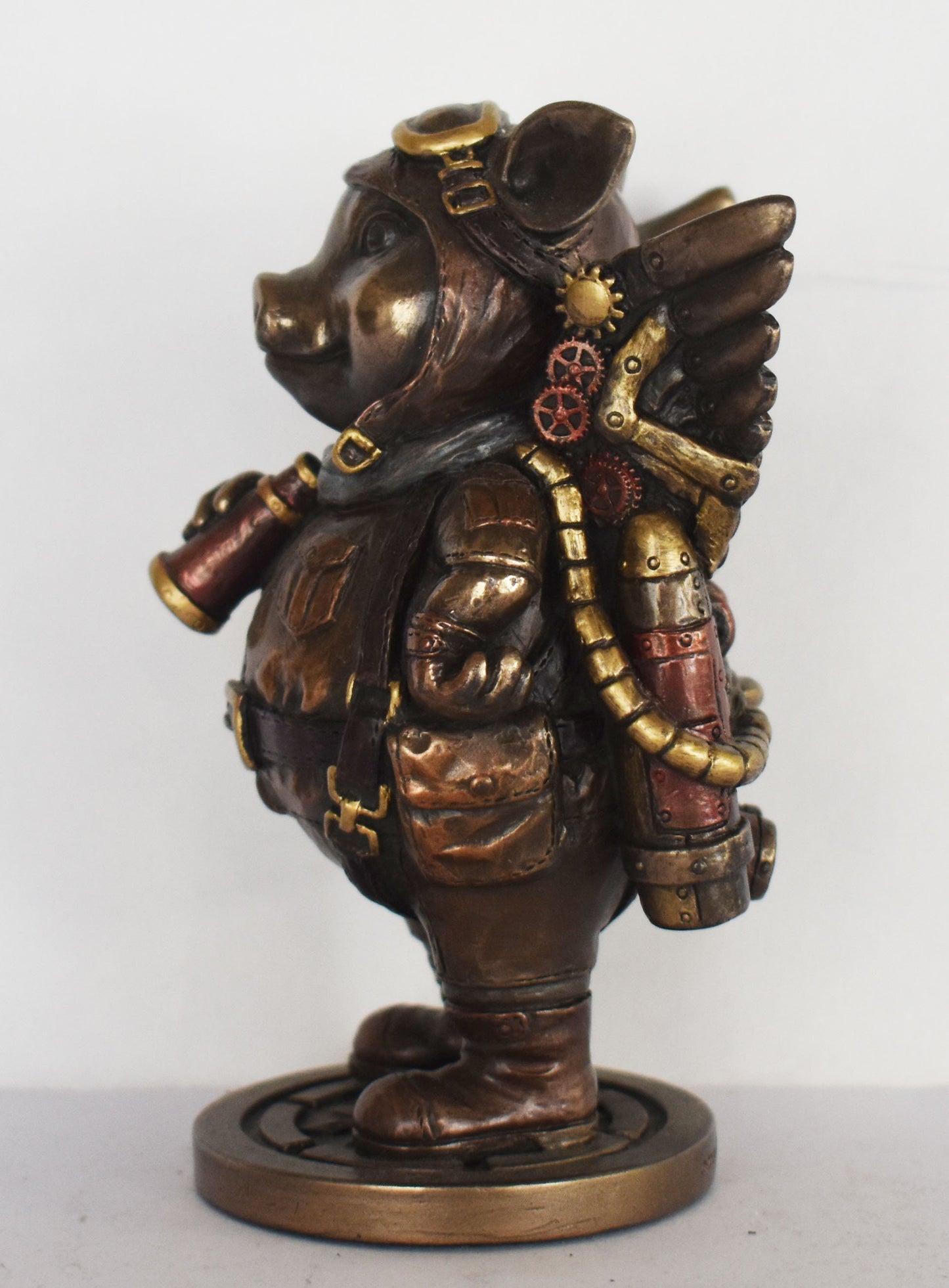 Pig Statue - Explorer - Steampunk - Modern Art - Decoration - Cold Cast Bronze Resin