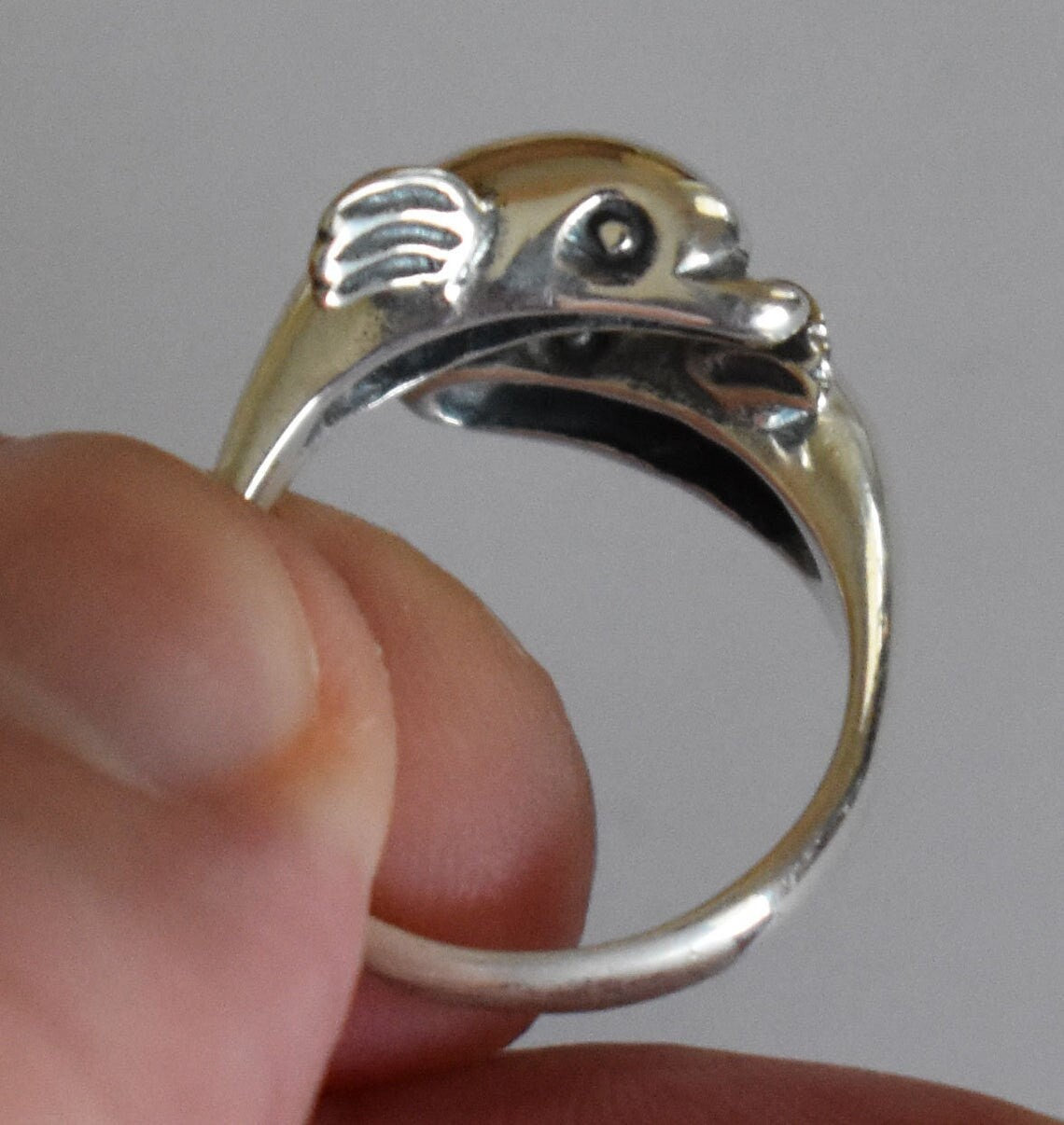 Dolphins - Symbol of Freedom, Protection and Good Luck - Ring - Size Between Us 6 to 8 1/2 - 925 Sterling Silver