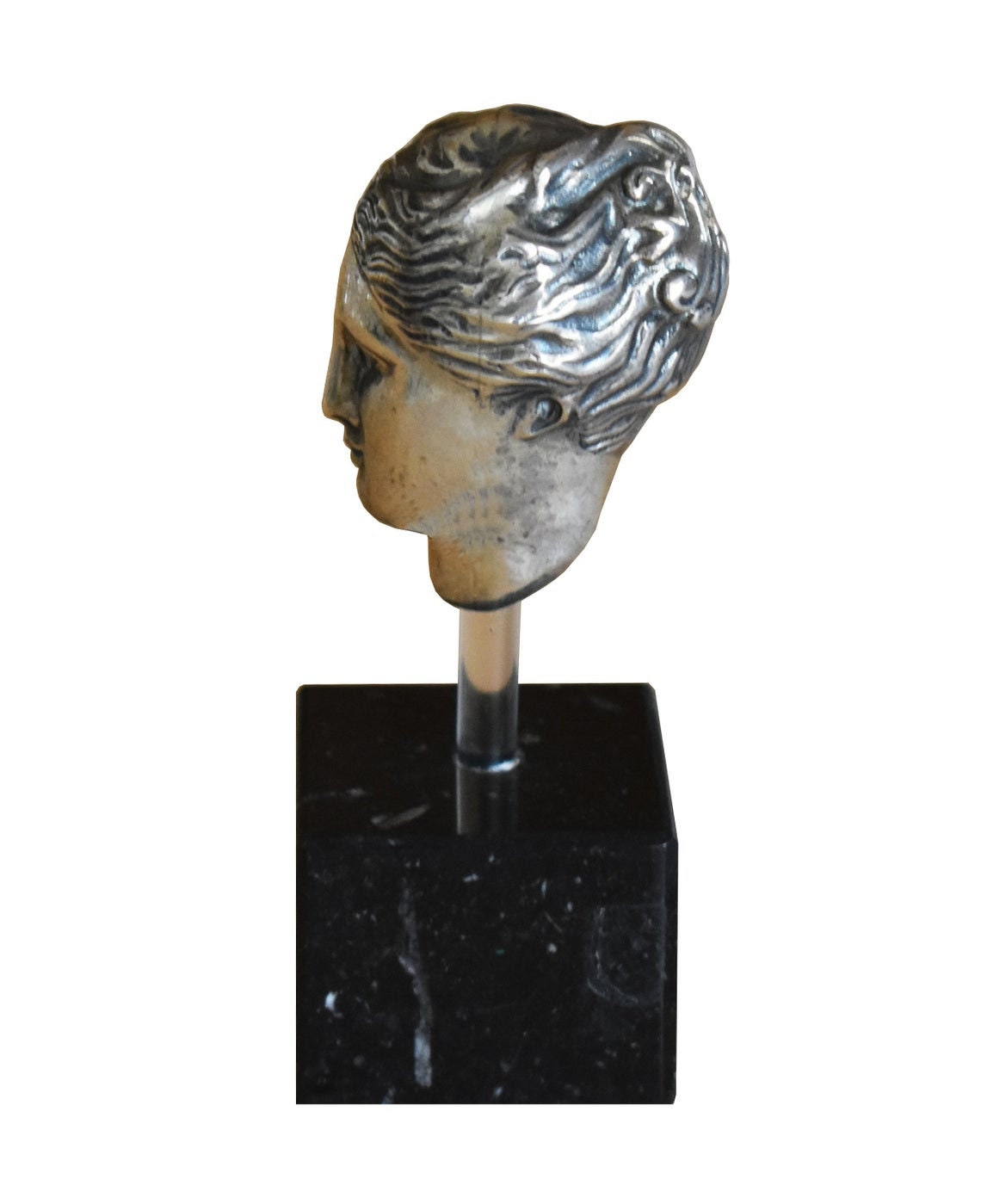 Hygieia - Greek Goddess of Health, Healing, Cleanliness and Hygiene - Mini Bust on Marble Base - 925 Sterling Silver