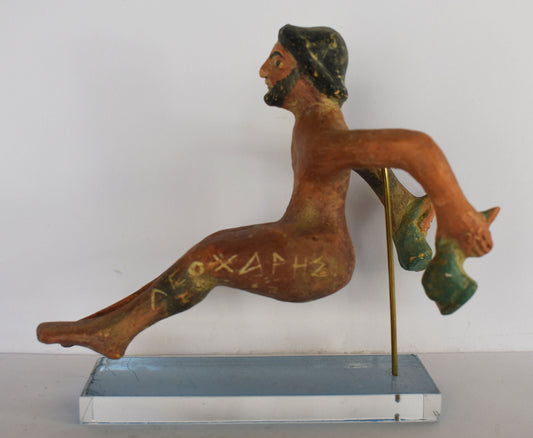 Jumper - Long jump Athlete - Pentathlon's Part - Ancient Greek Olympic Games - Plexiglass Base - Ceramic Artifact