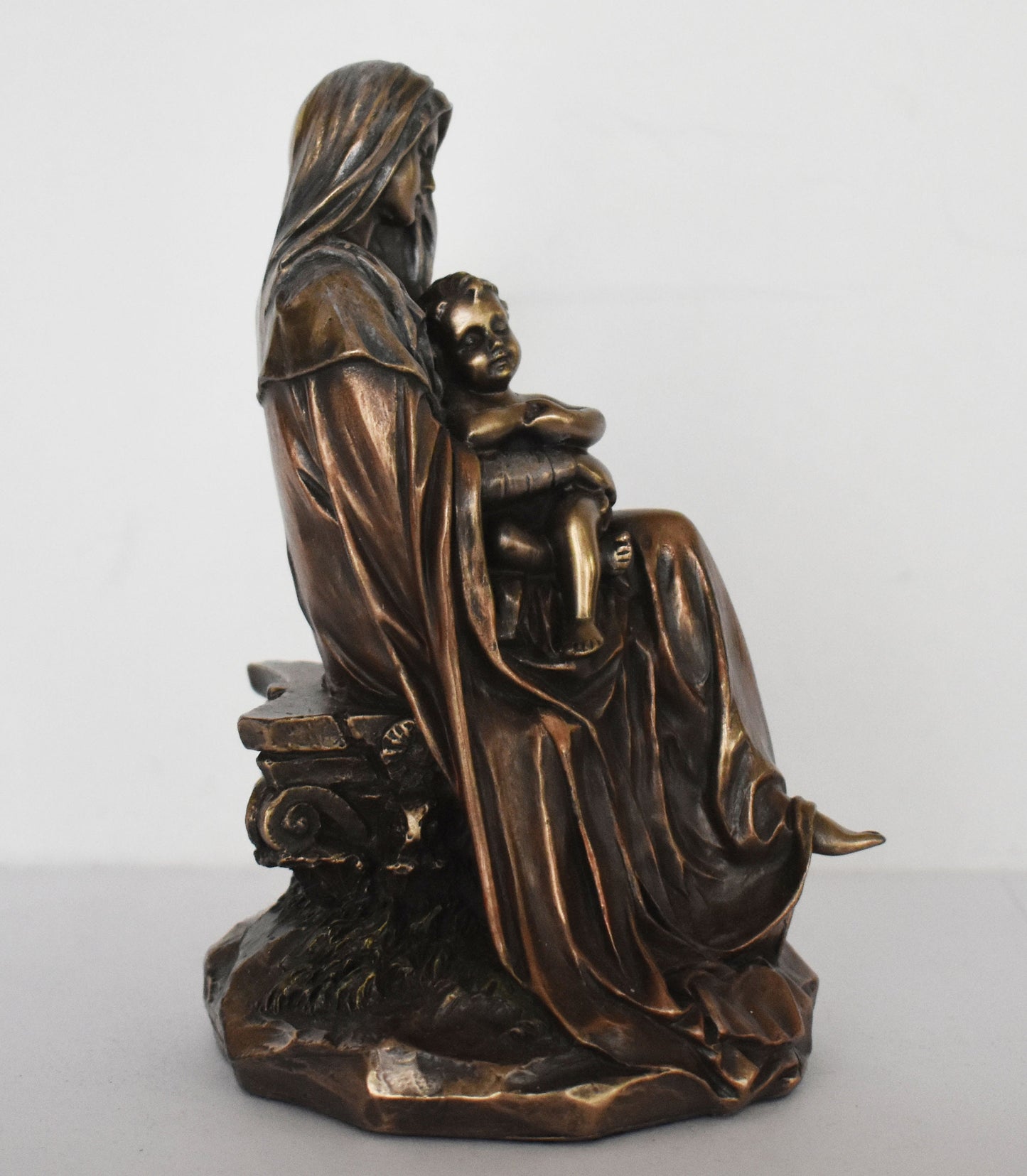 Virgin Mary Hugging Baby Jesus - Blessed Mother - Christianity - Cold Cast Bronze Resin
