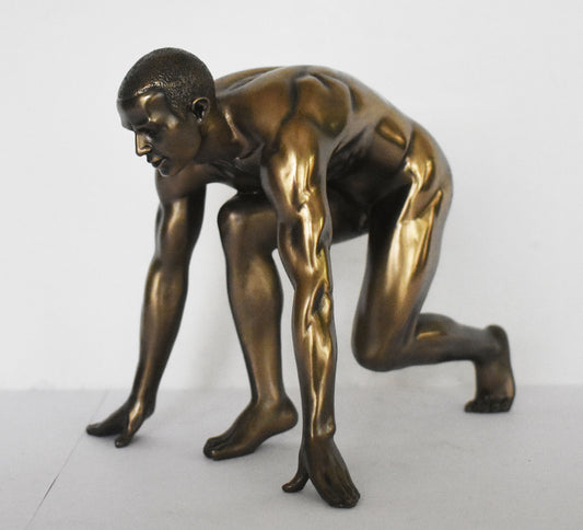 Naked Male Statue ready for Running - Erotic Art - Sexy Pose - Beautiful Man - Hot Body - Desire and Love - Cold Cast Bronze Resin