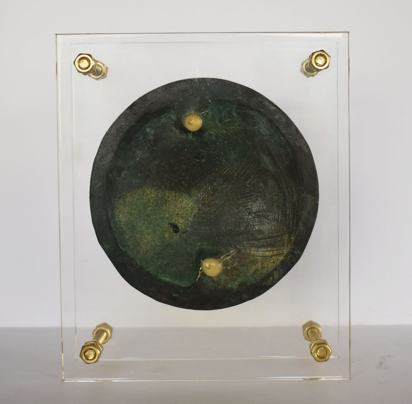 Leonidas Shield - Letter Λ, Meander Design - 480 BC, Battle of Thermopylae - 300 Spartans - Plexiglass Base - pure Bronze Sculpture