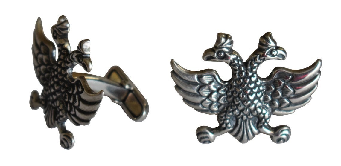 Double Headed Eagle - Symbol of Power and Dominion - Byzantine, Roman, Russian Empire - Cufflinks - 925 Sterling Silver